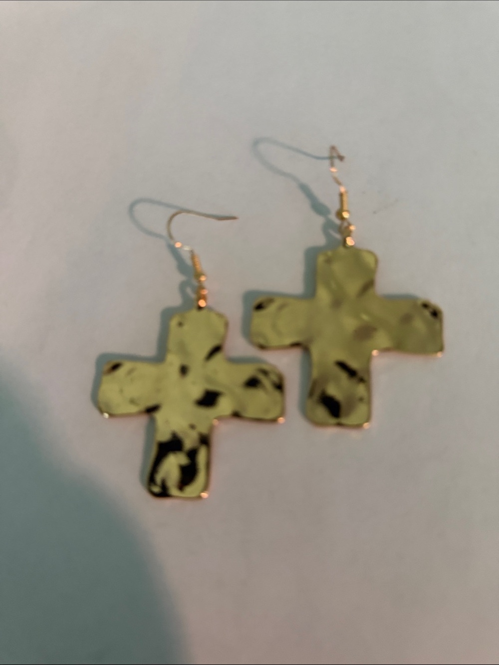 Source Unknown Gold Cross Dangle Earrings